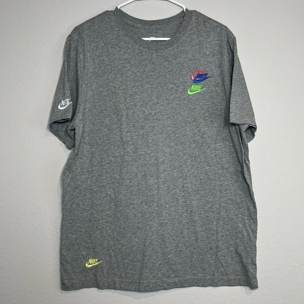 Nike Shirt Adult Large T-shirt Gray Multicolor Embroidery Skate Ball y2k 1941